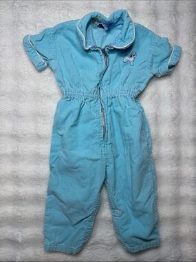 Vintage Mineto Corduroy Jumper One Piece Baby Blue Zip Up 6-9 Months
